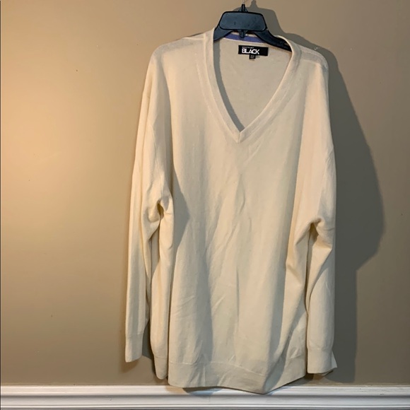 Westport Other - WESTPORT BLACK Men’s 100% Cashmere V-Neck Cream Sweater 3XB Quilt Luxury